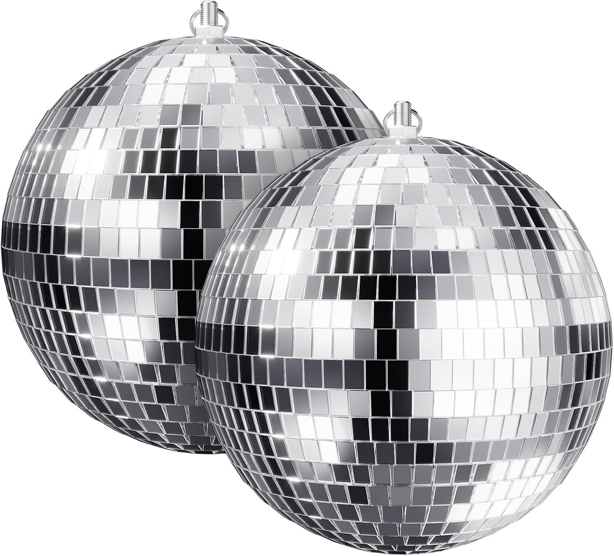 Youdepot 8-Inch Silver Disco Ball Mirror Ball 2-Pack