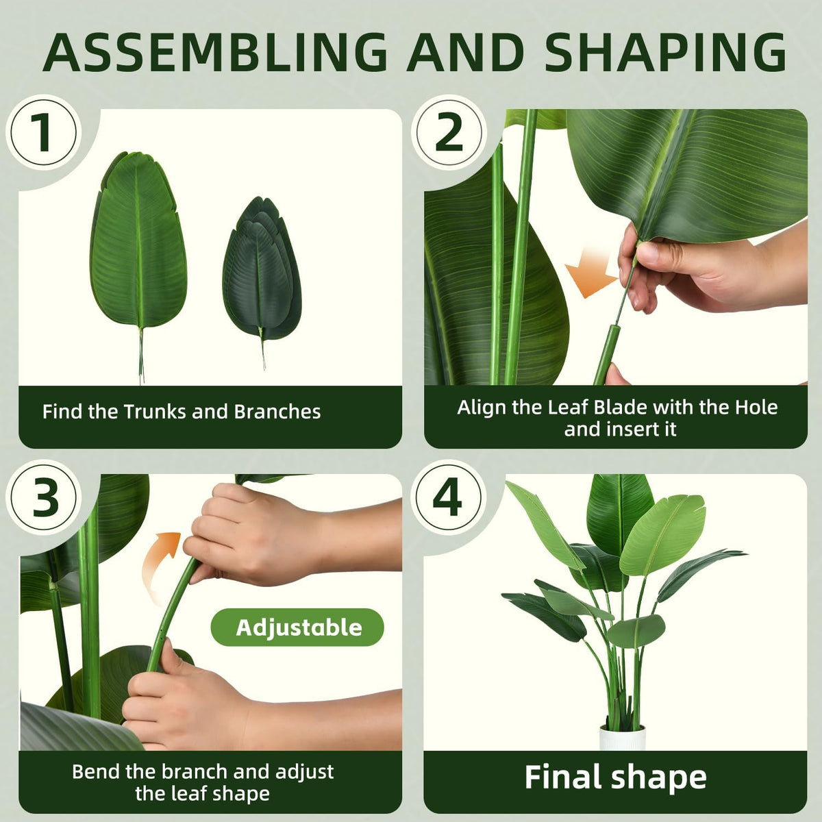 Bird of Paradise Plant Artificial 6ft,Faux Plants Indoor Tall with 12 Trunks ...