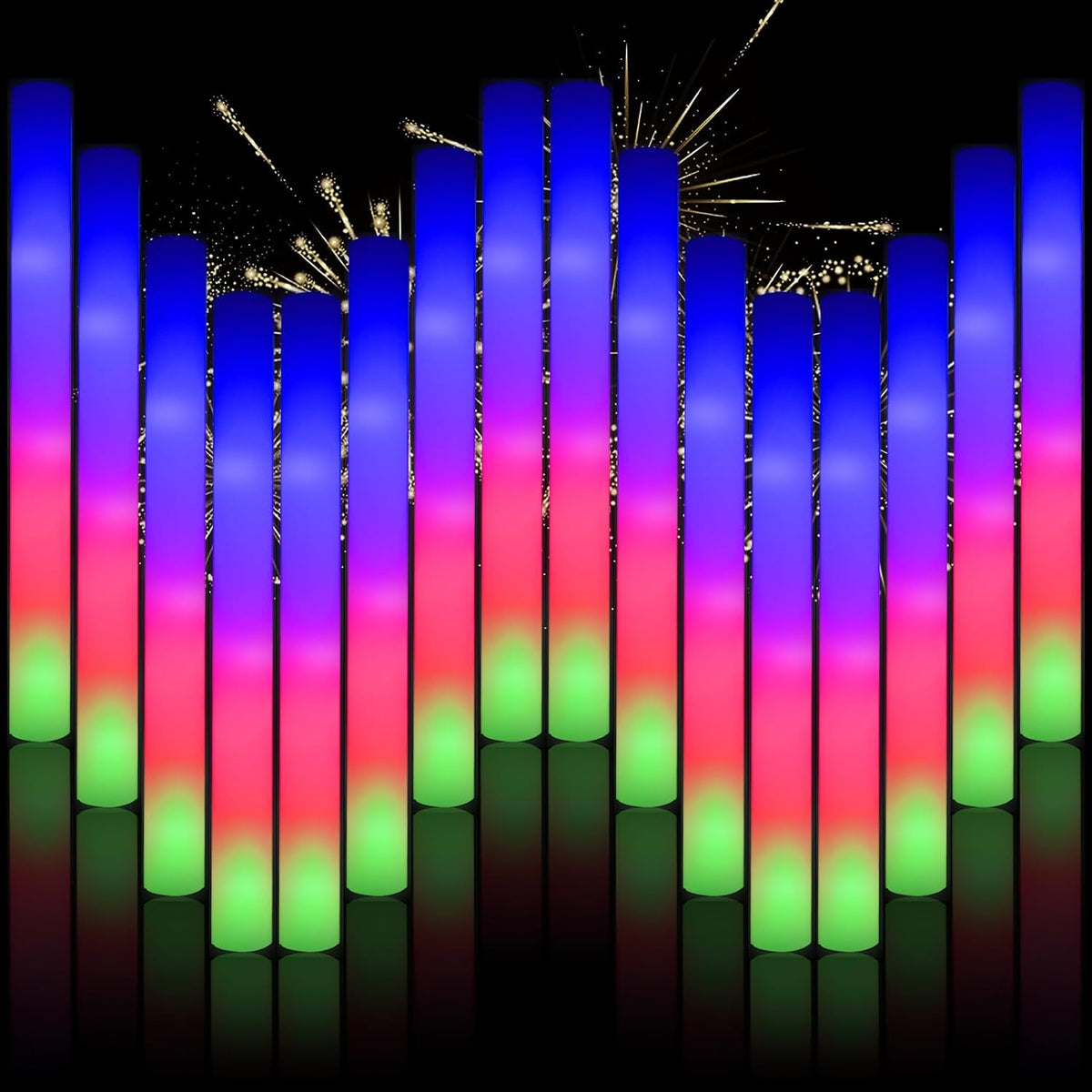 30pcs Foam Light up Sticks Bulk, Glow in the Dark Party Supplies with 3 Flash...