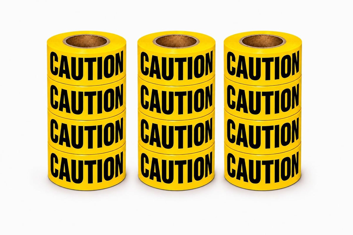 ATERET Premium Yellow Caution Tape 12-Pack 3 inch x 1000 feet, Hazard Safety ...