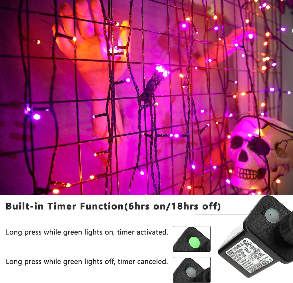 Brizled LED Halloween Lights Indoor Outdoor Orange & Purple String Light