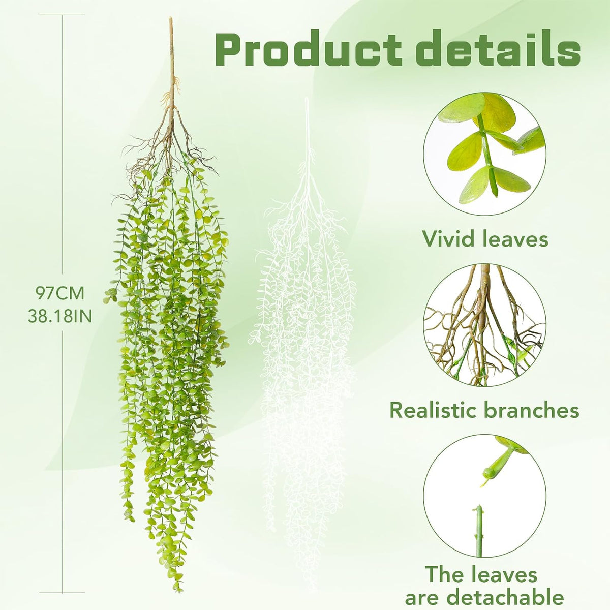 dallisten 4 Pack Fake Hanging Plants, 38" Artificial Hanging Eucalyptus ...