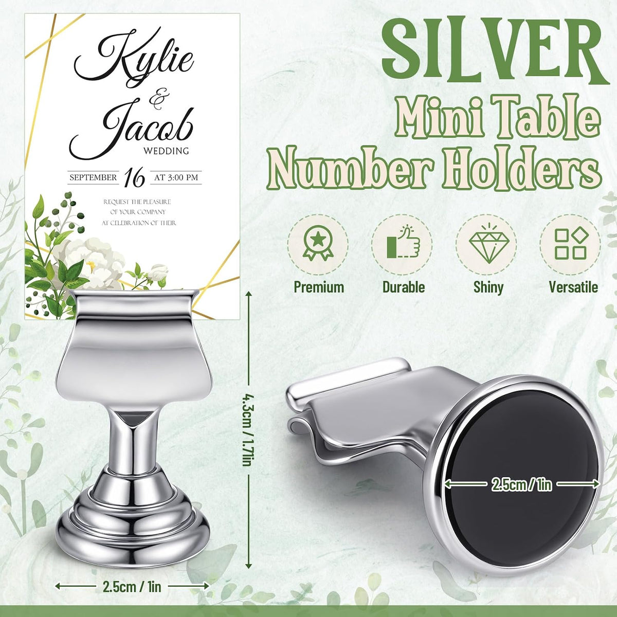 Kathfly 24 Pcs Wedding Table Number Holders Metal Silver Place Card Holder