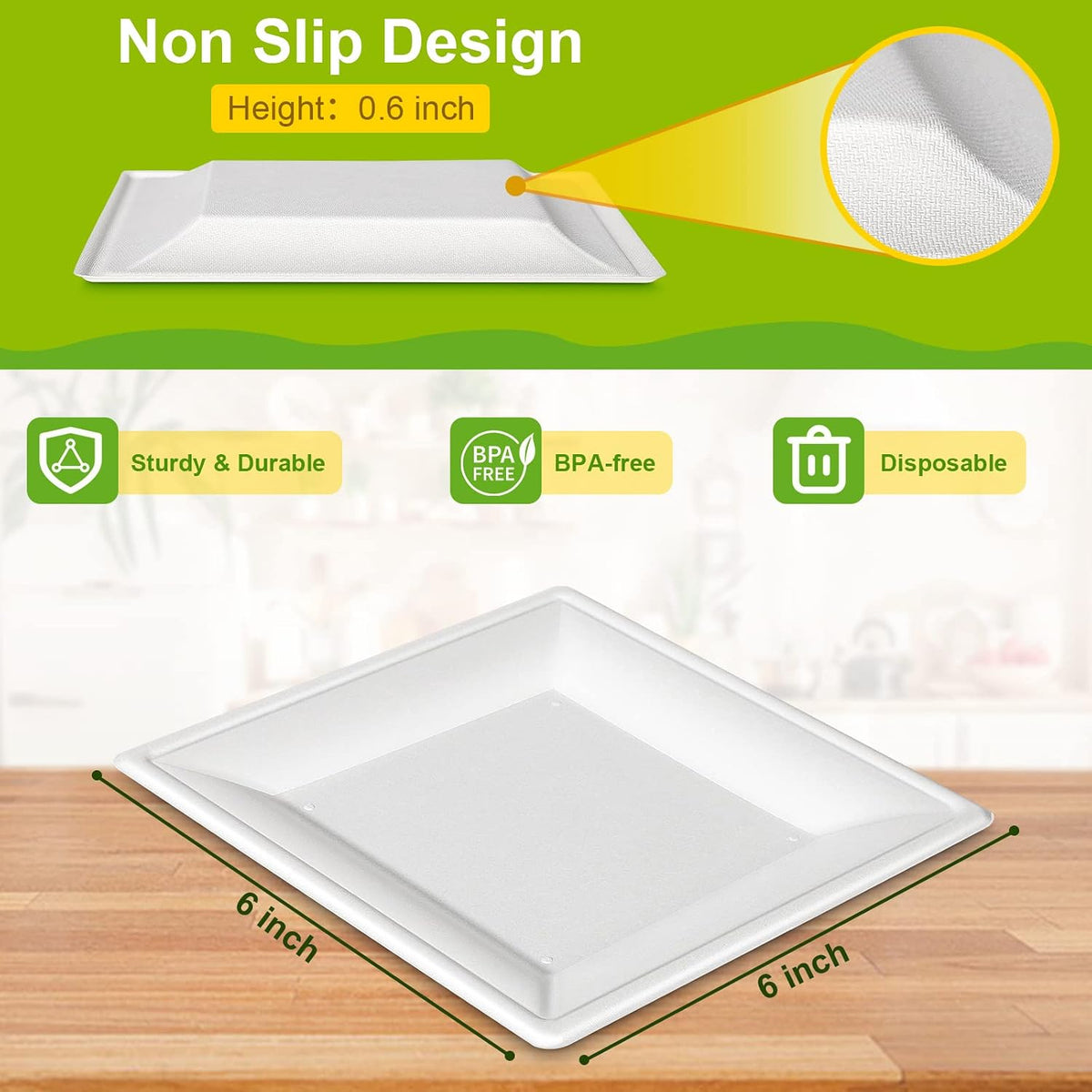 Square Paper Plates, 6 inch Small Paper Plates, 200 Pack Paper Plates Bulk, 1...