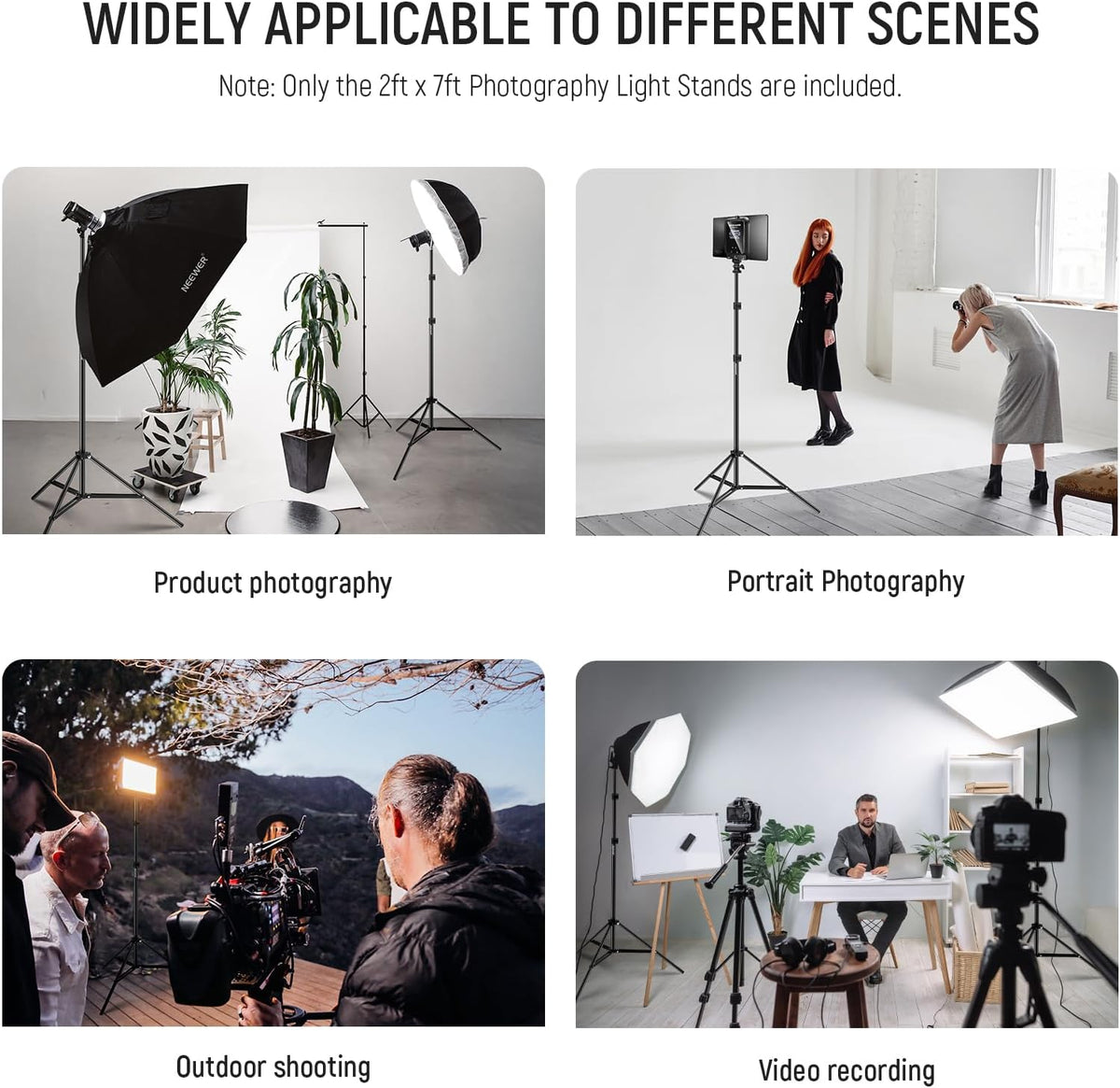 NEEWER Photography Light Stand, 7 Feet / 210cm Aluminum Alloy (2 Pieces)