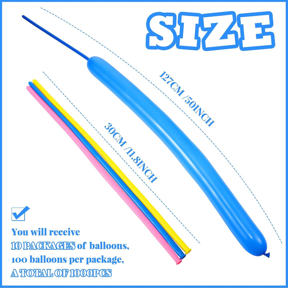 Sratte 1000Pcs 260Q Animal Twisting Long Balloon Multi‑color, Bright Colors