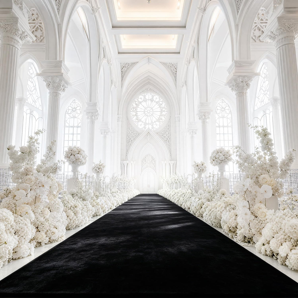 Black Aisle Runner 4FTx15FT Aisle Runner for Wedding Ceremony Velvet Aisle Ru...
