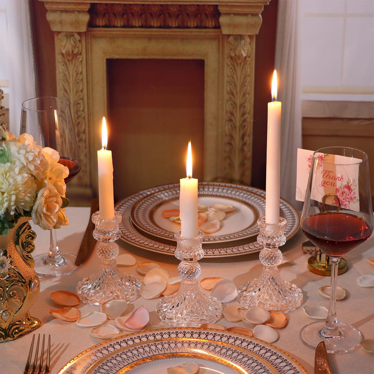 DARJEN Candlestick Holders Set,12Pcs 4" H Taper Candle Holders Bulk, Cle...