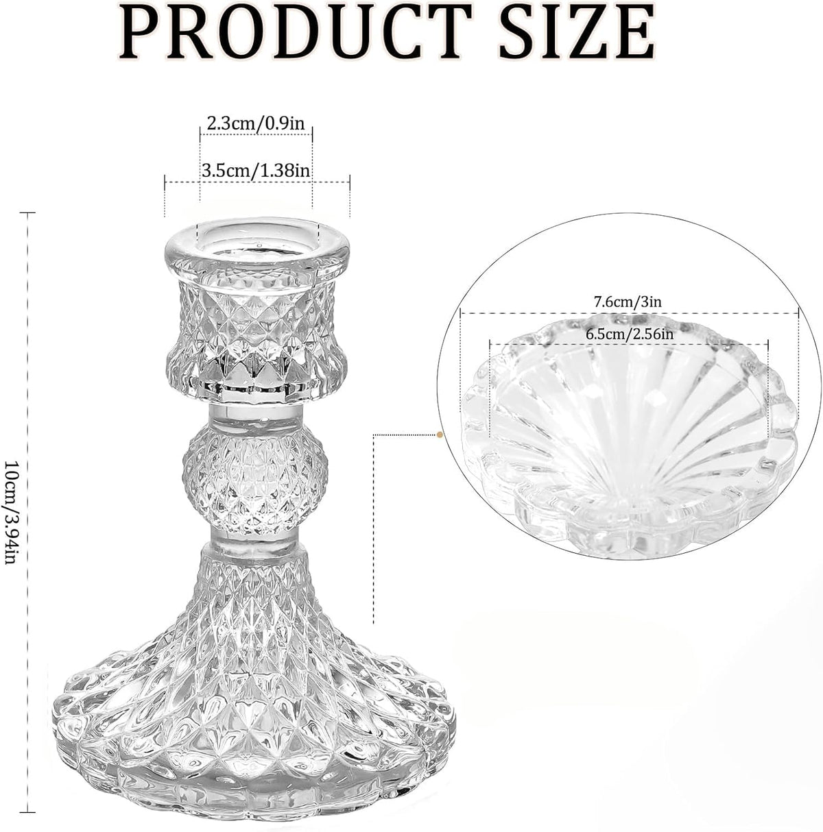 24 Pack Vintage Clear Glass Candlestick Holders, Elegant Crystal Taper Candle...