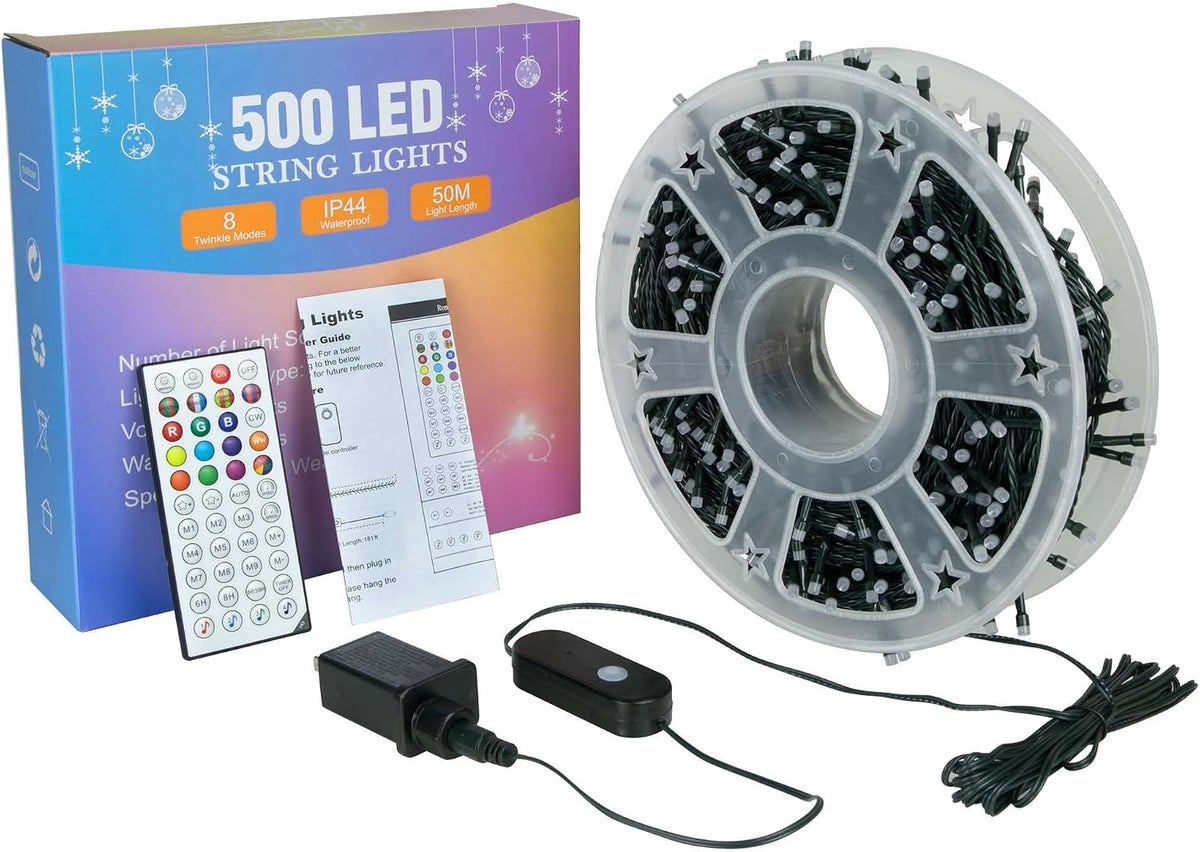 kemooie 164 FT 500 LED Halloween Lights Outdoor, RGB Color Changing Lights wi...
