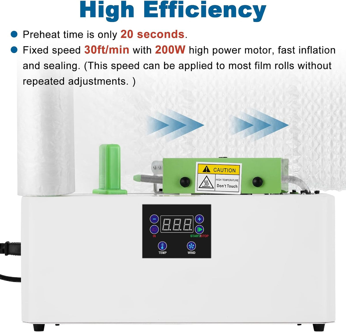 Air Cushion Machine 30ft/min Bubble Wrap Machine 280L/min Air Pillow Maker fo...