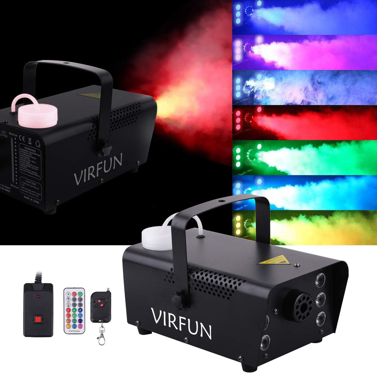 VIRFUN Fog Machine, Smoke Machine with Lights&Remote Control for Party