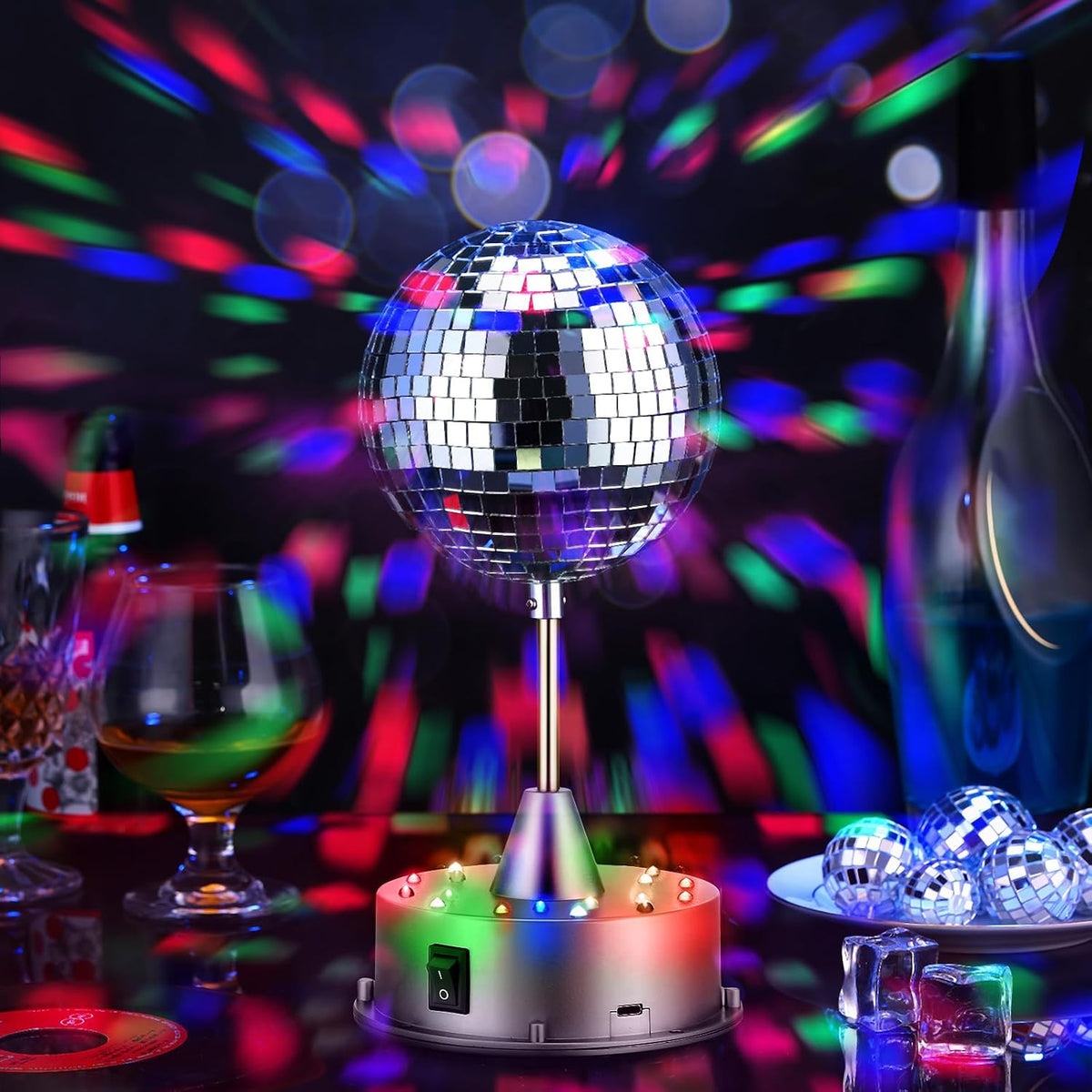 Retisee Disco Ball Light 5" Mirror Ball Motor Hanging Rotating, Silver