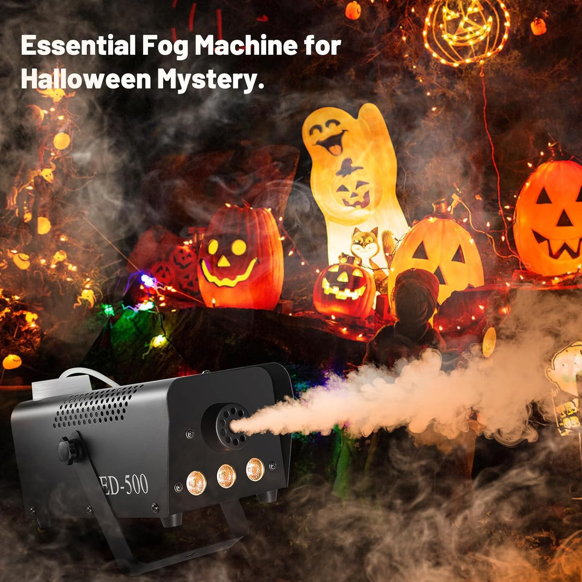 Fog Machine 500W with 14 Color RGB LED Lights and Auto Mode, 2000CFM Smoke Ma...