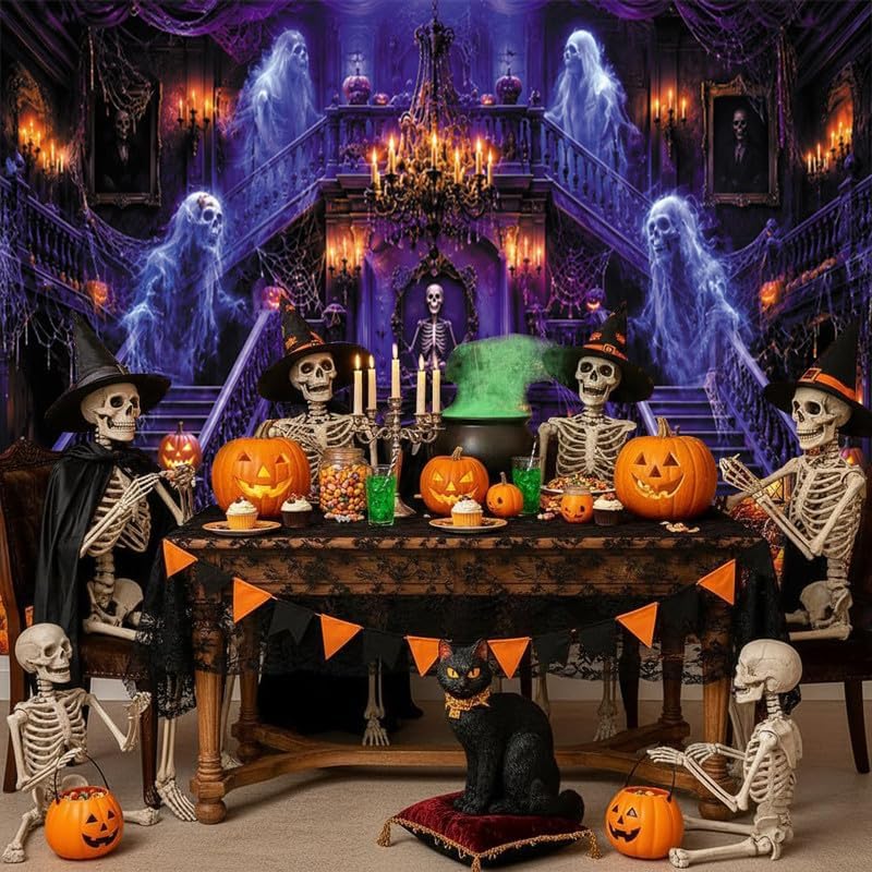 Leowefowa Halloween Spooky Medieval Castle Backdrop for Photography 10x8ft