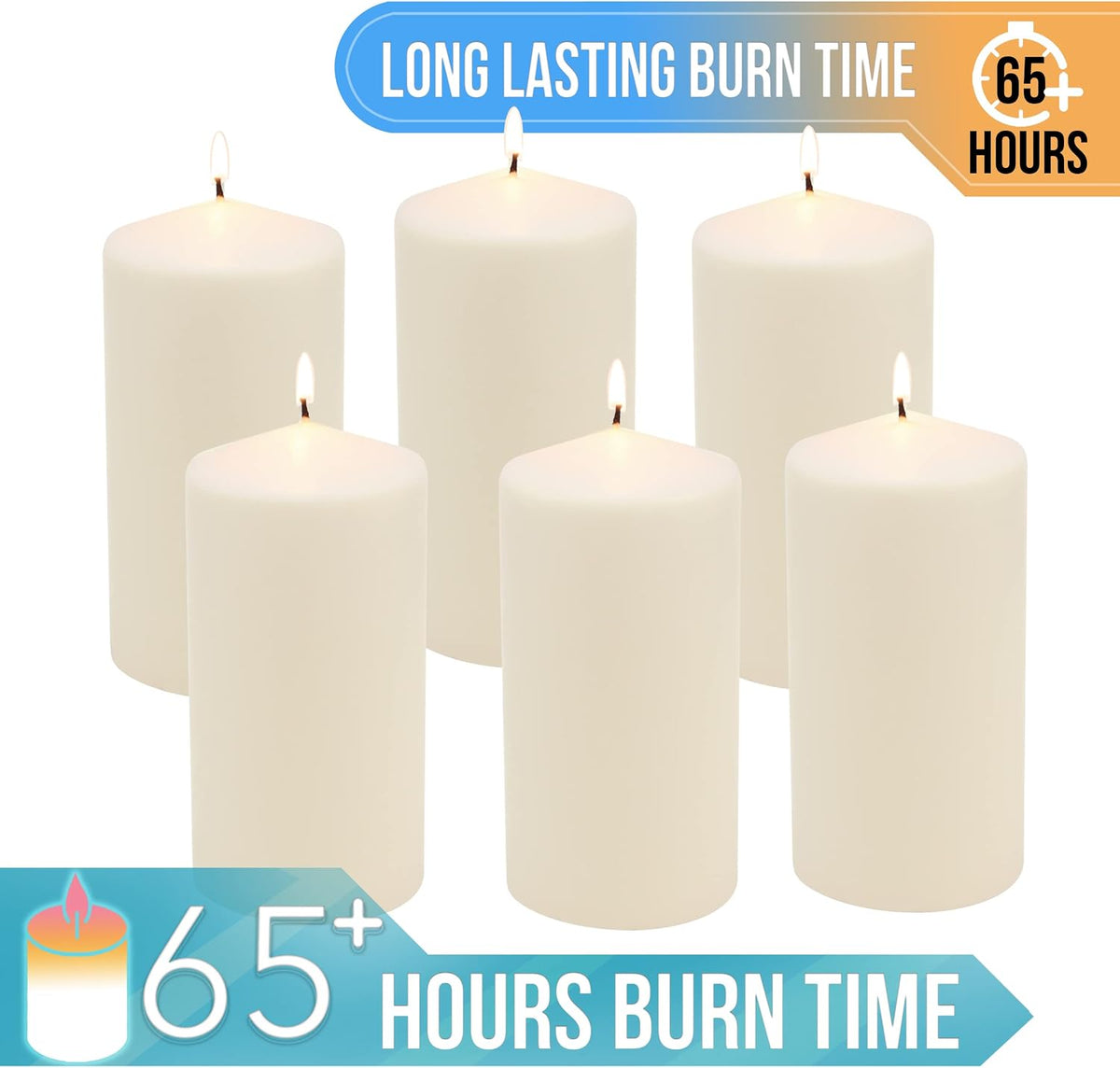 Stonebriar Unscented Pillar Candles – 65 Hour Burn Time, Long-Lasting Wax Can...