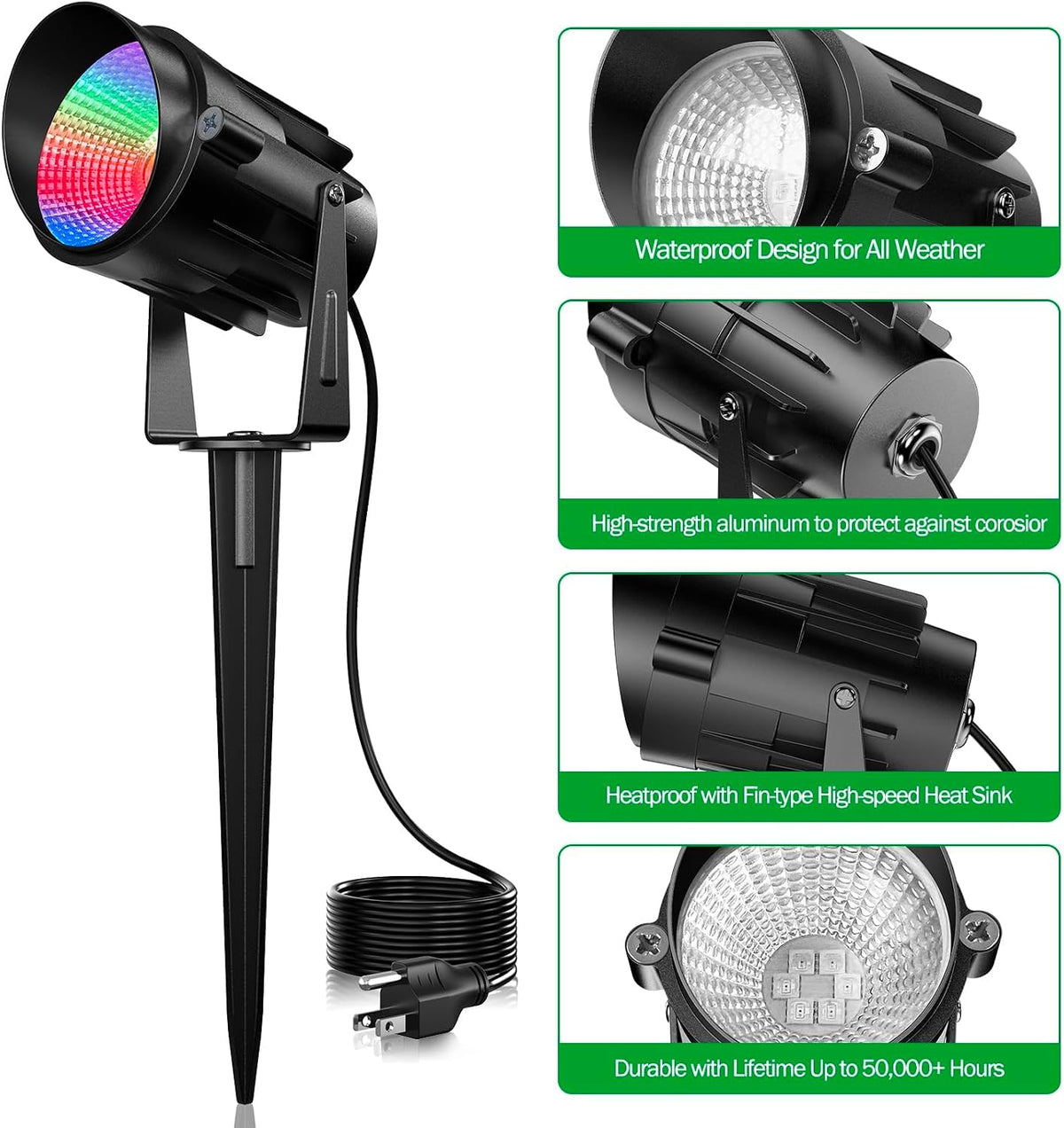 Christmas Halloween Outdoor Spotlights, 12W Color Changing Landscape Lighting...