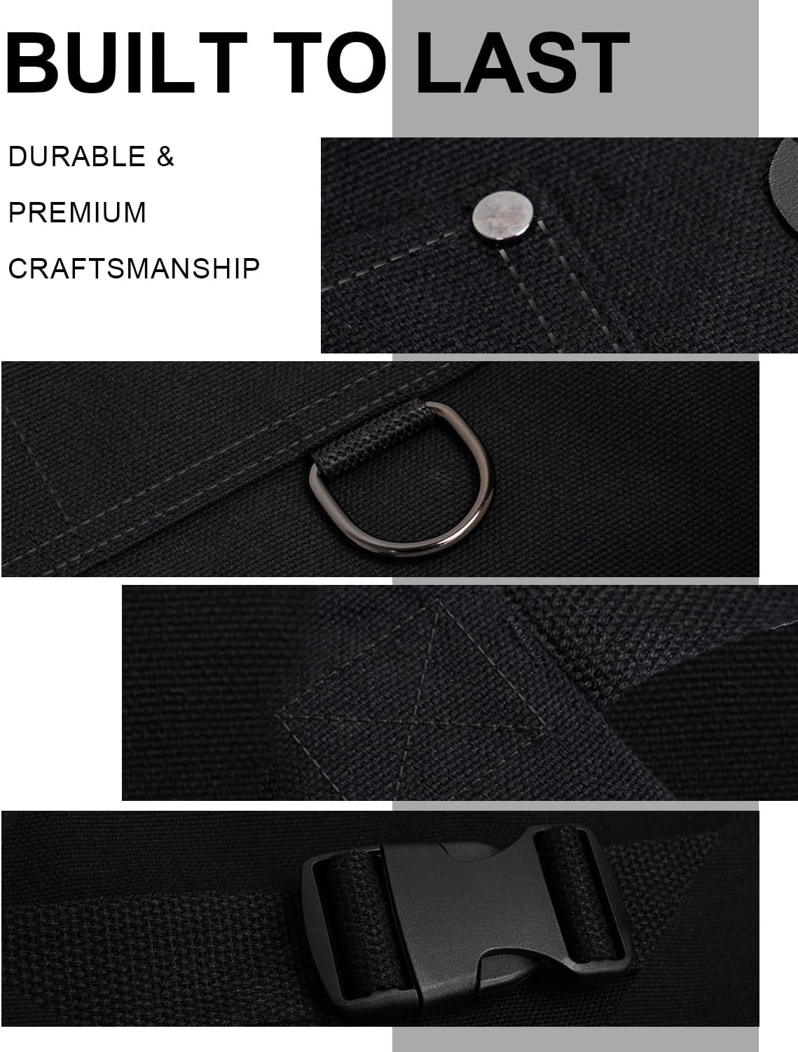 Heavy Duty Canvas Tool Aprons for Men: 6-Pocket, with Quick-Release Buckle, E...