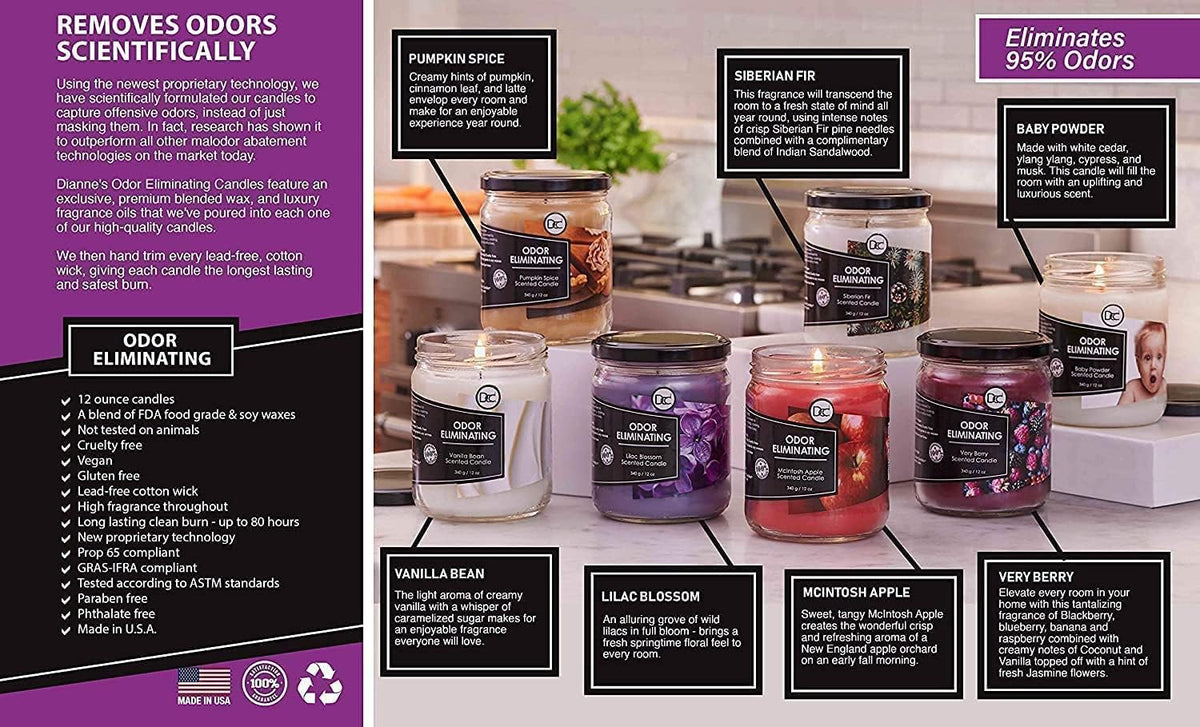 Vanilla Two Pack Odor Eliminating Highly Fragranced Candle - Eliminates 95% o...