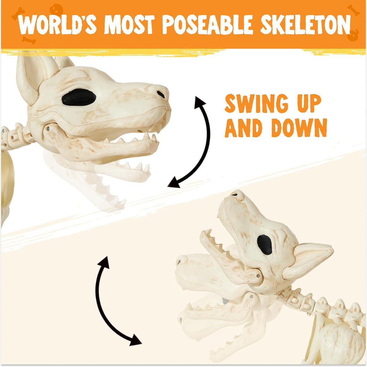 JOYIN 34” Halloween German Shepherd Skeleton, Life Size Plastic Dog Skeleton ...