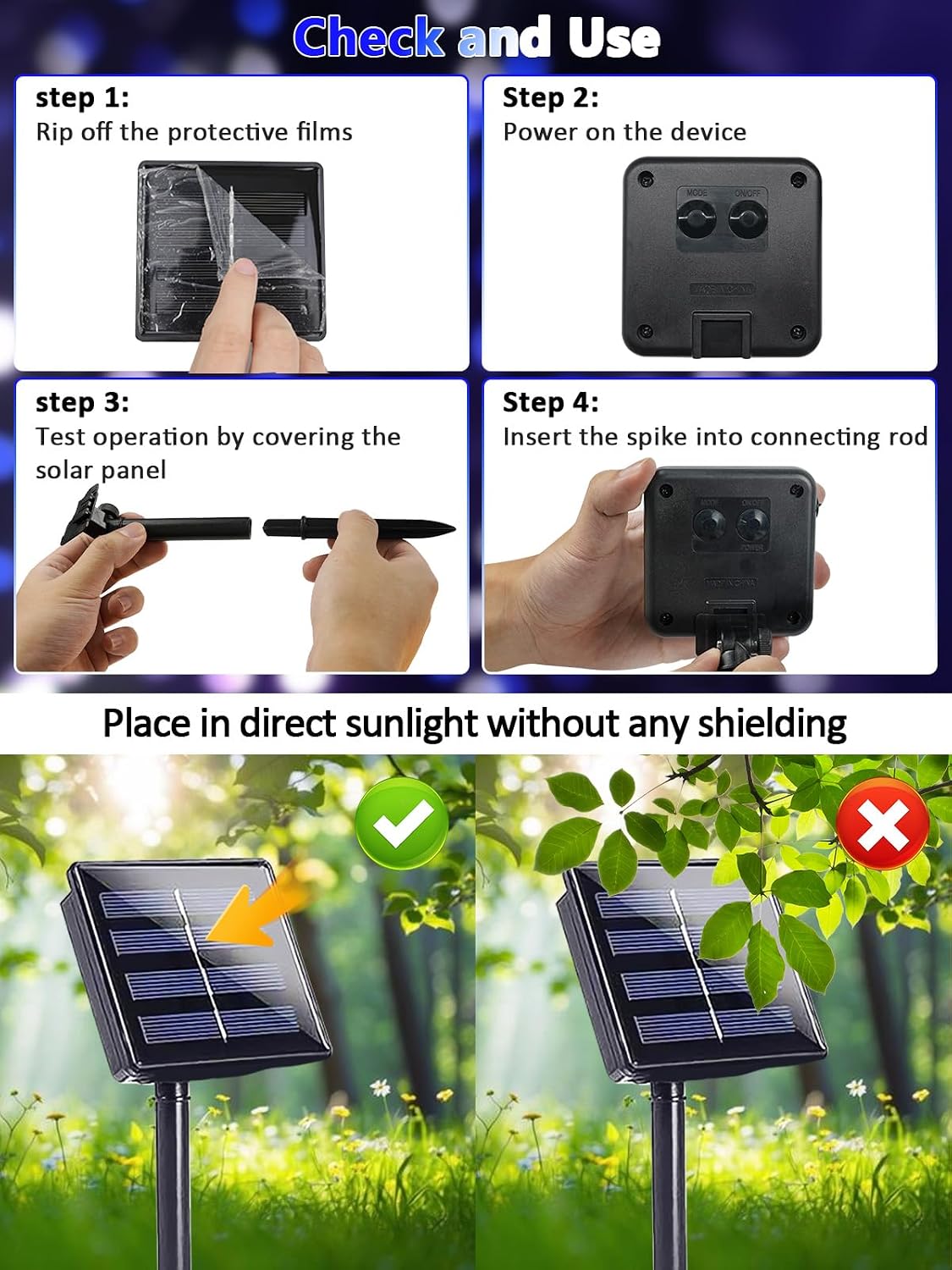 6 Pack 600 LED Solar Christmas Lights Outdoor, Solar Lights Blue & White