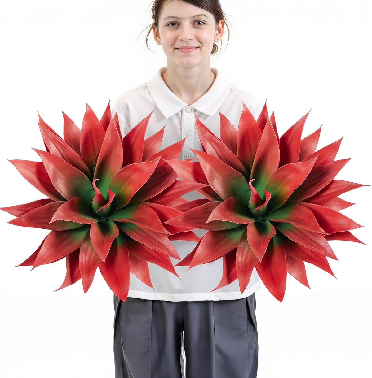 Velener Fall Fake Agave Artificial Plant, Red Fake Succulents Plant for Room ...