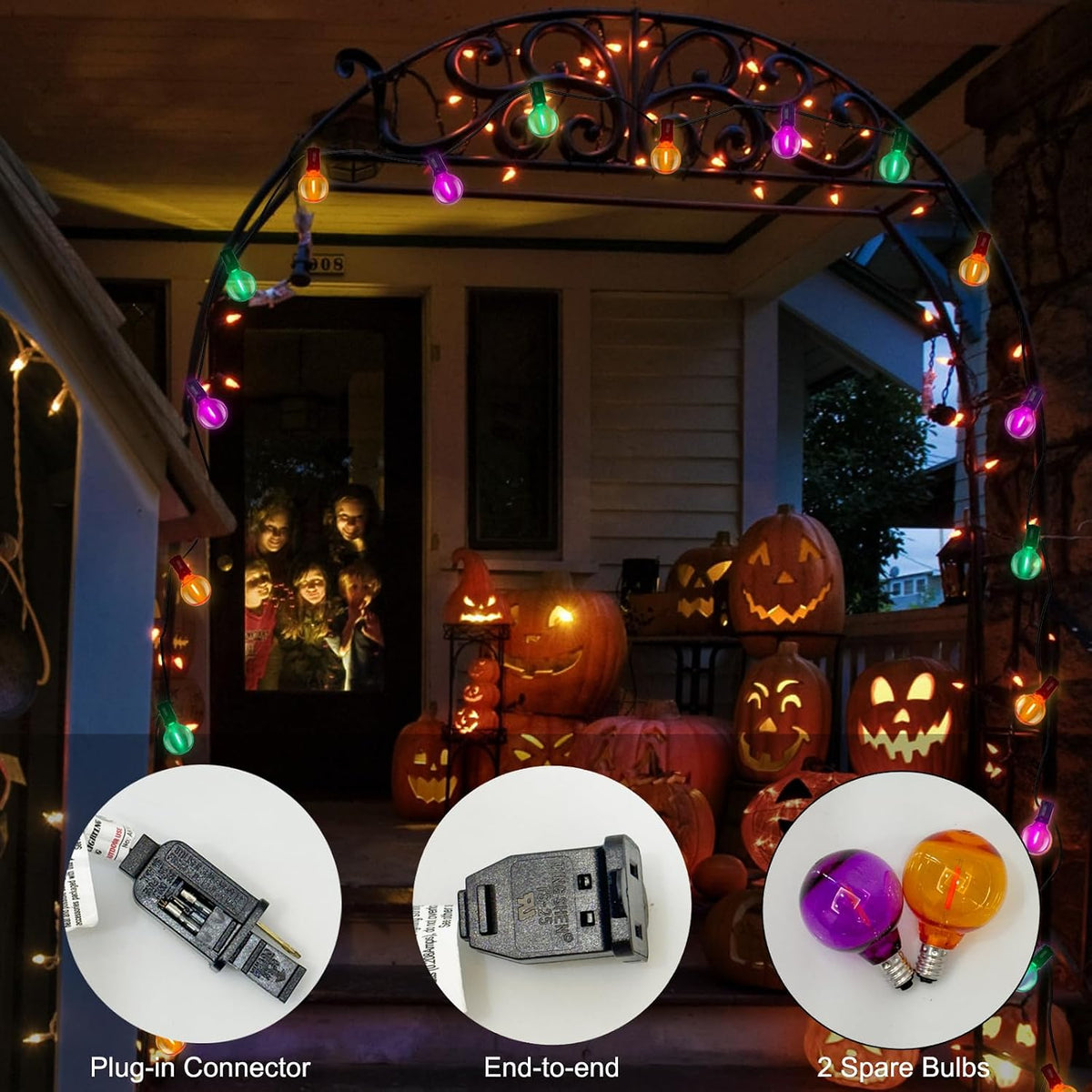 SUNSGNE 25FT Globe Outdoor Halloween String Lights G40 LED String Lights with...