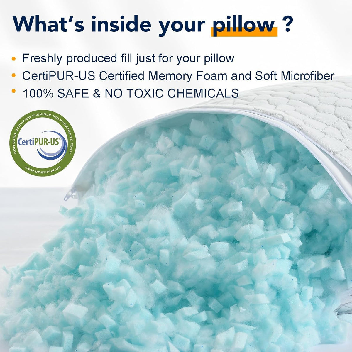QUTOOL Cooling Pillow for Sleeping, CertiPUR-US Shredded Memory Foam Queen Pi...