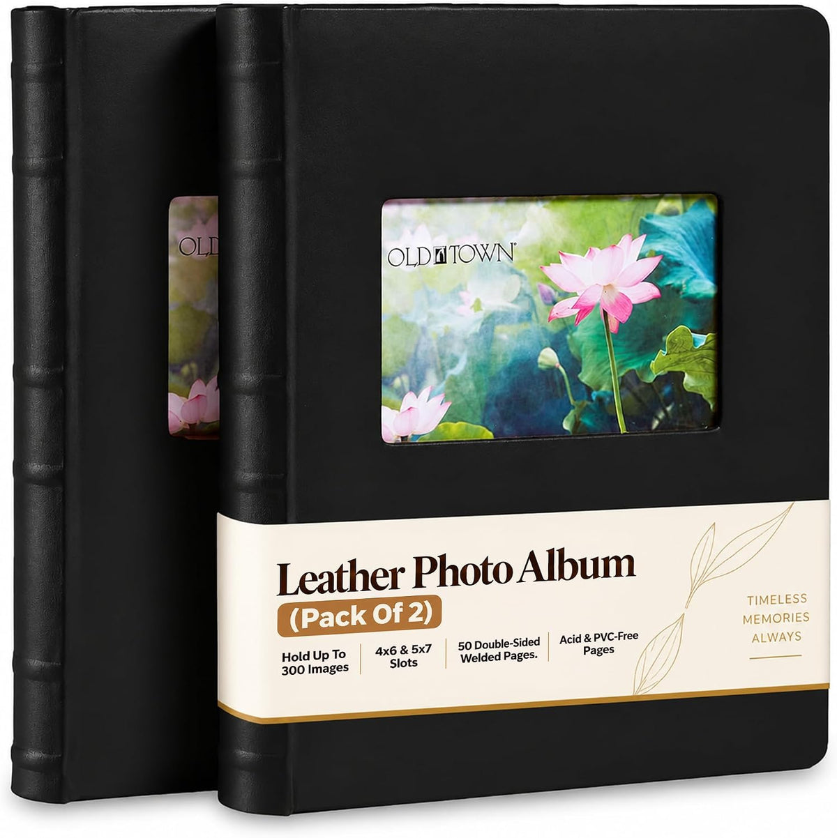 Old Town 2-Pack Bonded Leather Photo Albums, Photo Album 5x7 & 4x6 Slots,...