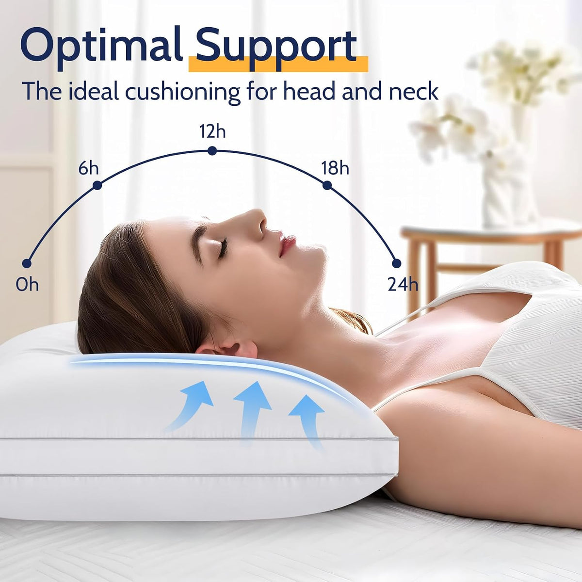ROUMEA Pillows Queen Size Set of 2, Gusseted Bed Pillows for Sleeping 2 Pack,...