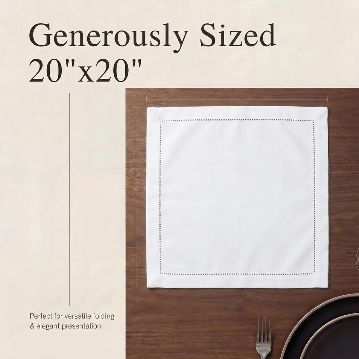 Urban Villa Cloth Napkins White Hemstitch Dinner Napkins Set of 12 (20X20) 10...