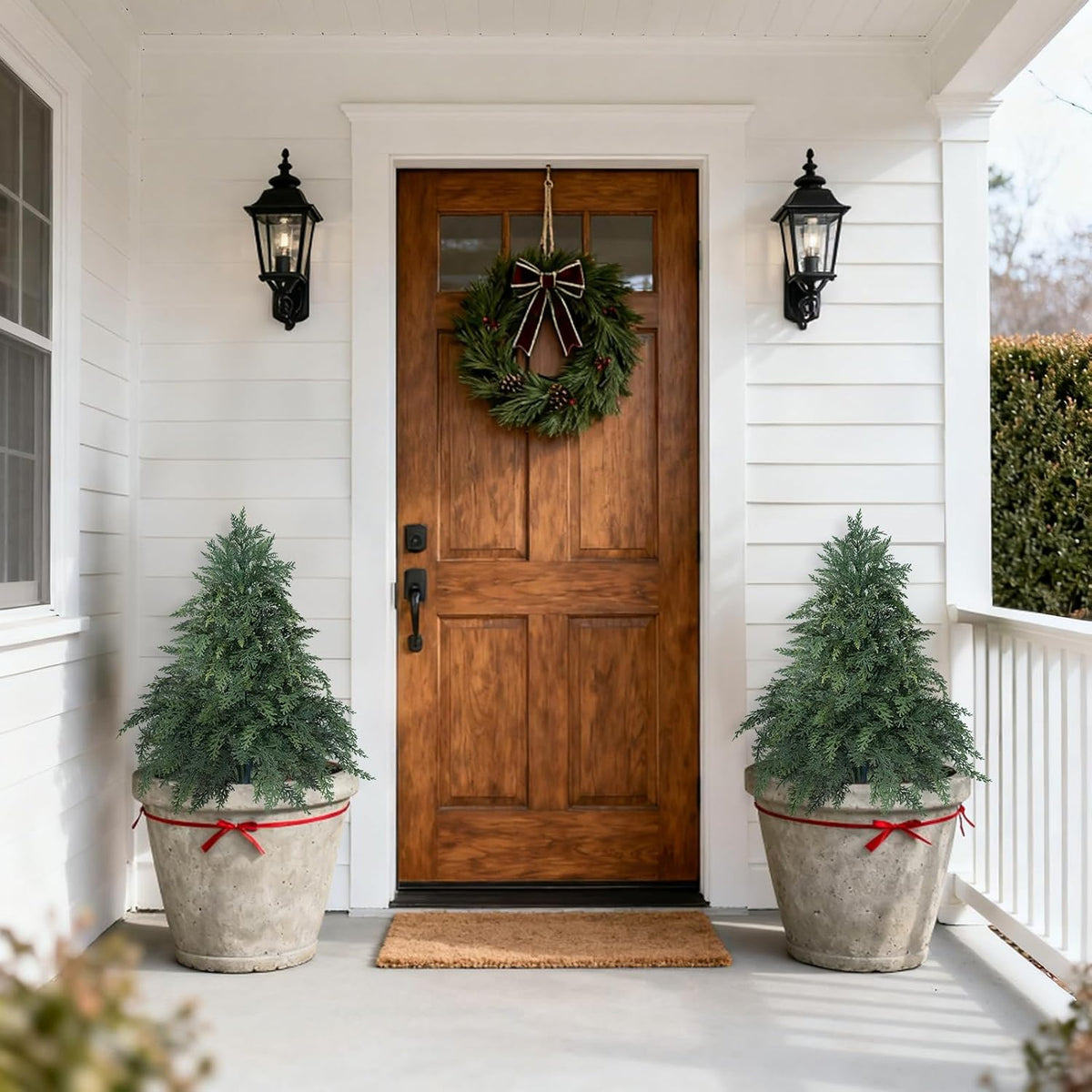 Grooy Set of 2 Artificial Topiary Cedar Trees with Ground Spike