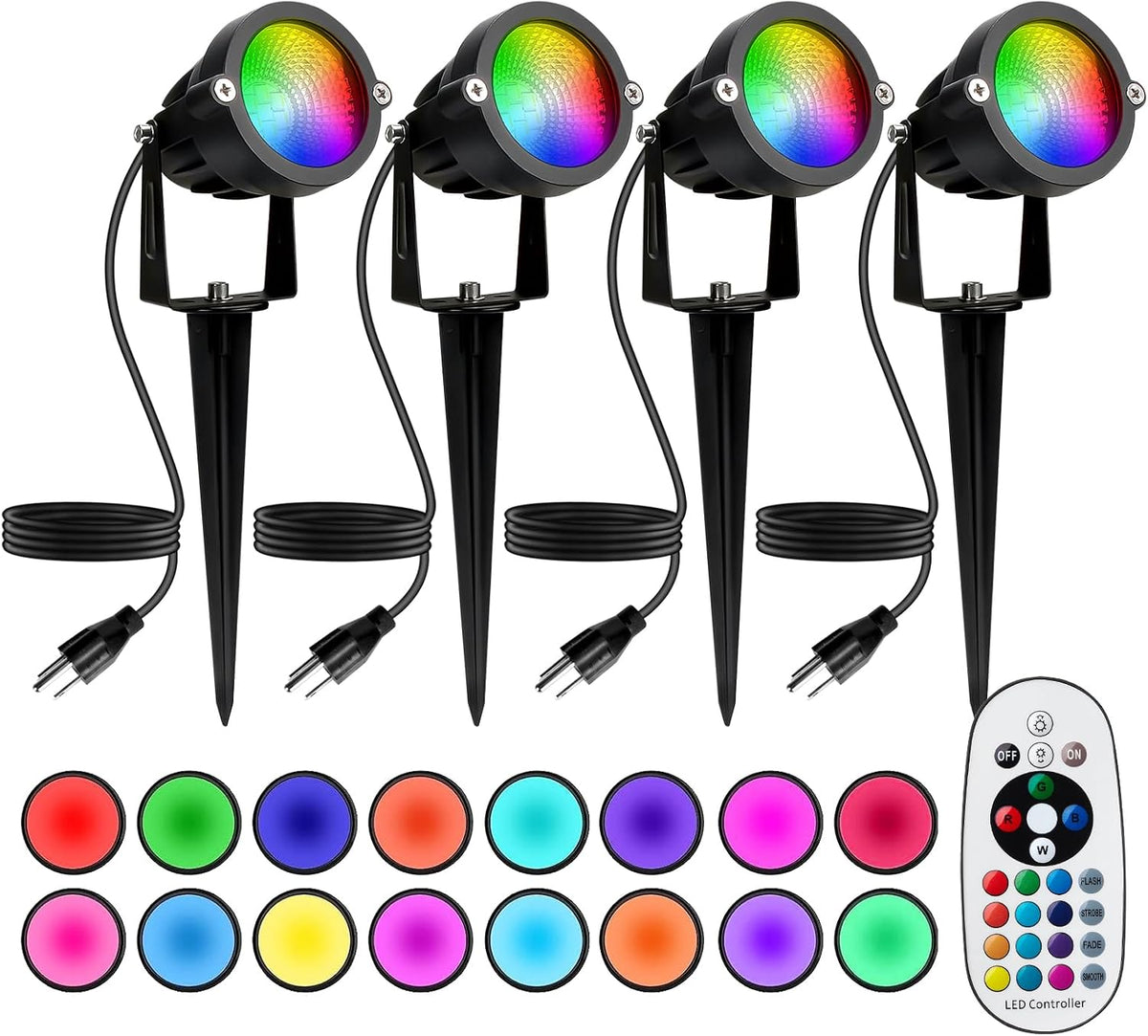Halloween Christmas Spotlight Outdoor: 12W RGBW LED Spot Lights Outdoor with ...