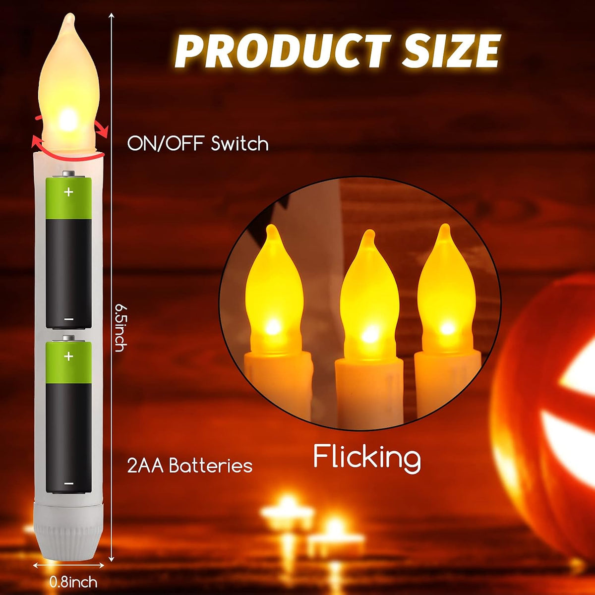 Honoson 36 Pcs Flameless LED Taper Candles Battery Operated,Ivory