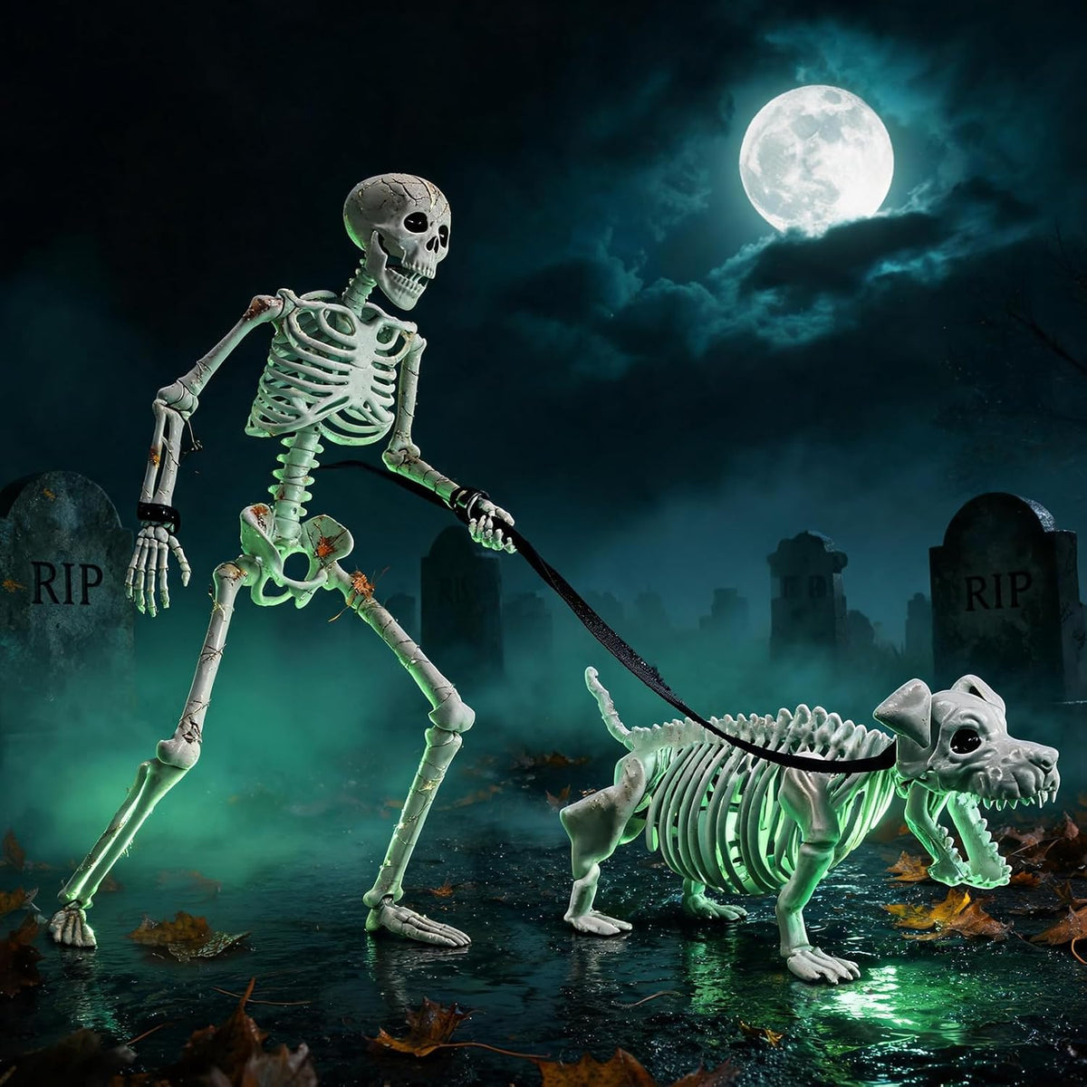 Human & Dog Skeleton Halloween Decorations Outdoor/Indoor