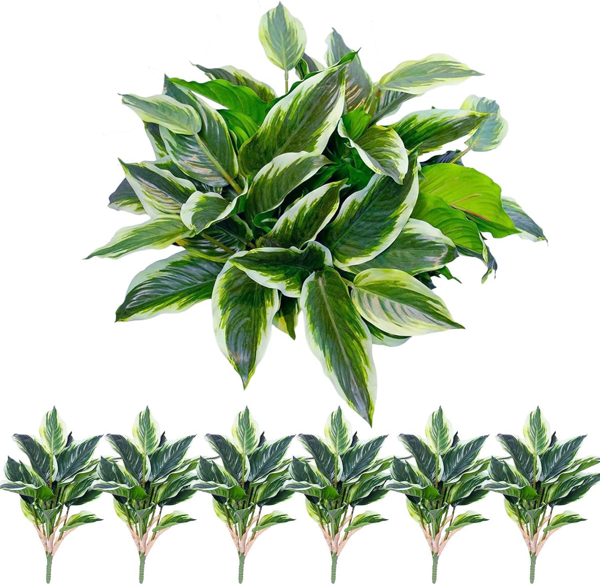6PCS Artificial Hosta Plants Outdoor, Fake Hostas for Planters