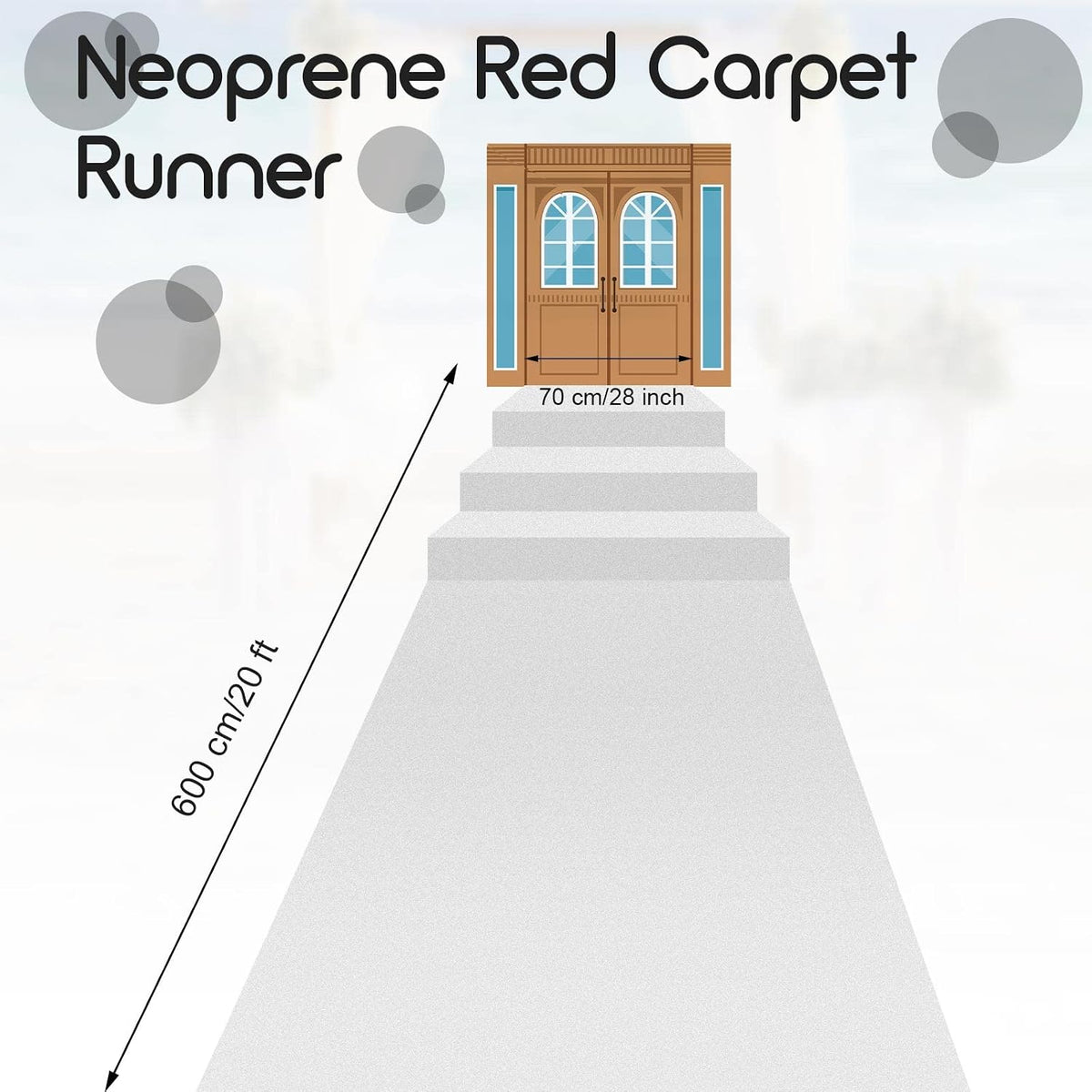 Boao 20 X 2.3 Ft Neoprene Carpet Runner White, Non Slip Rubber Backed