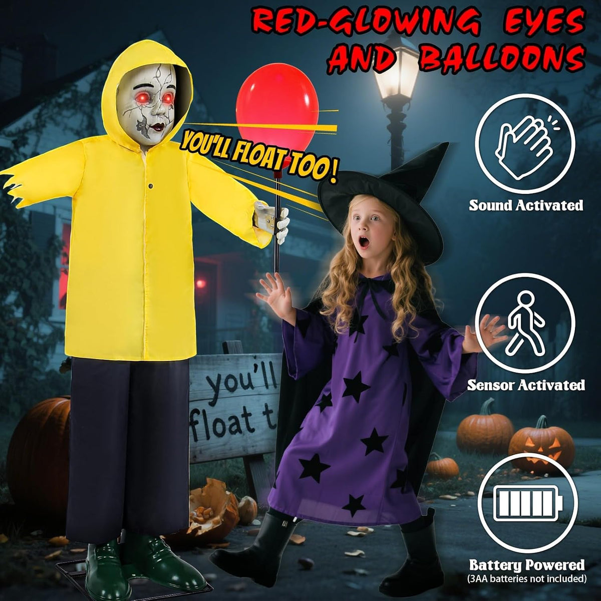 Halloween Animatronics Decorations 4FT Life Size Animated Props