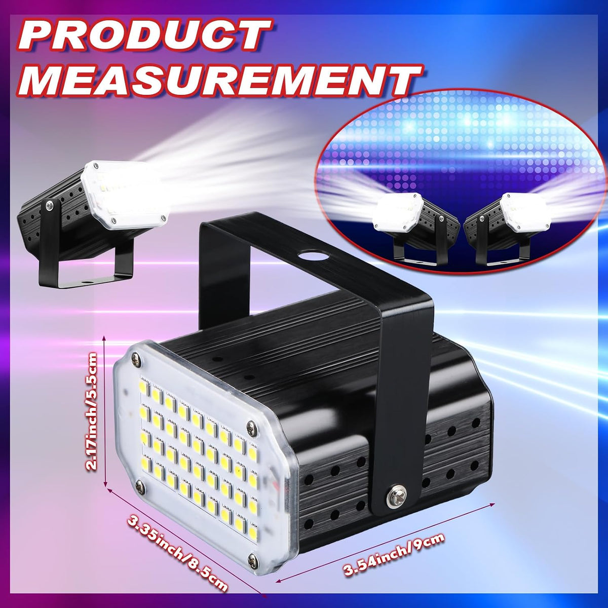 VIHOSE 6 Pack White LED Halloween Strobe Light Mini Strobe Lamp Sound Activat...