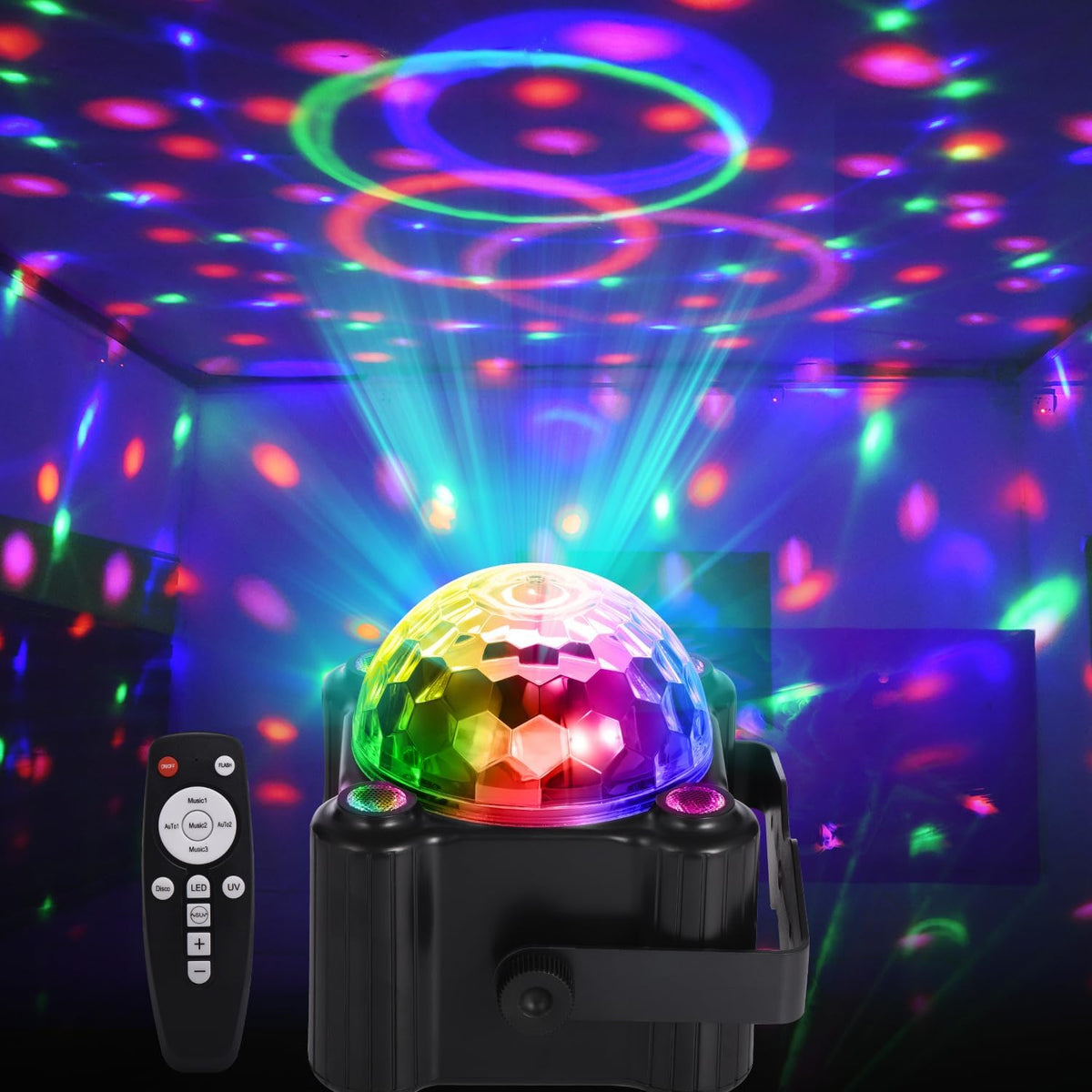YINPKTEO Party Lights Disco Ball Light,Dj Disco Light Sound Activated LED Lig...