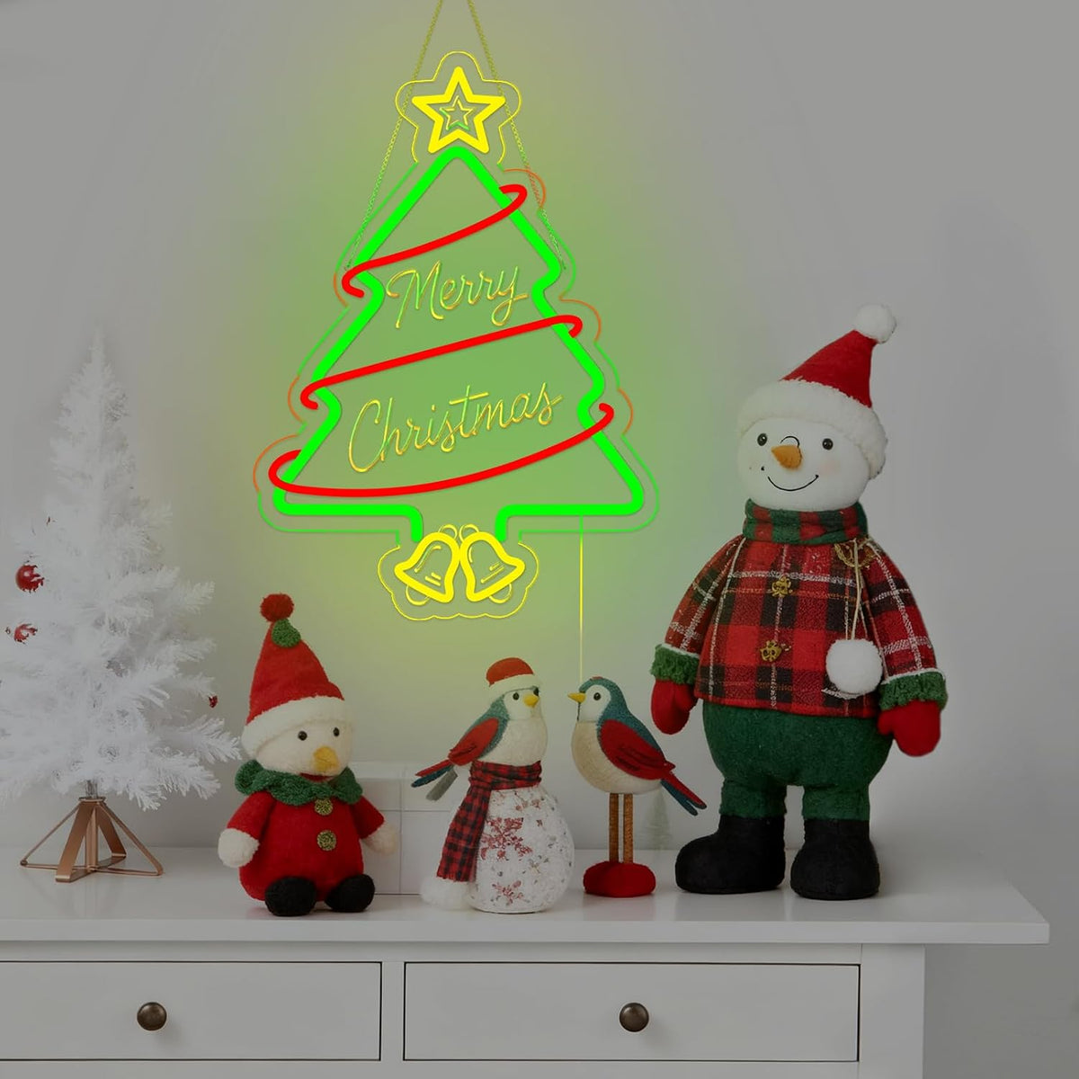 Christmas Tree Neon Signs, 16.9" x 12.1" Acrylic LED Neon Sign for ...