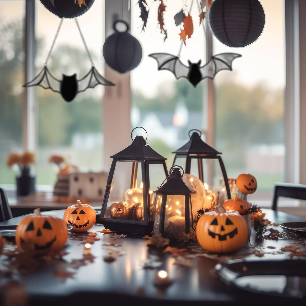 Yalikop 2 Pcs Halloween Bat Suncatcher Decoration Bat Stained Glass Hanging
