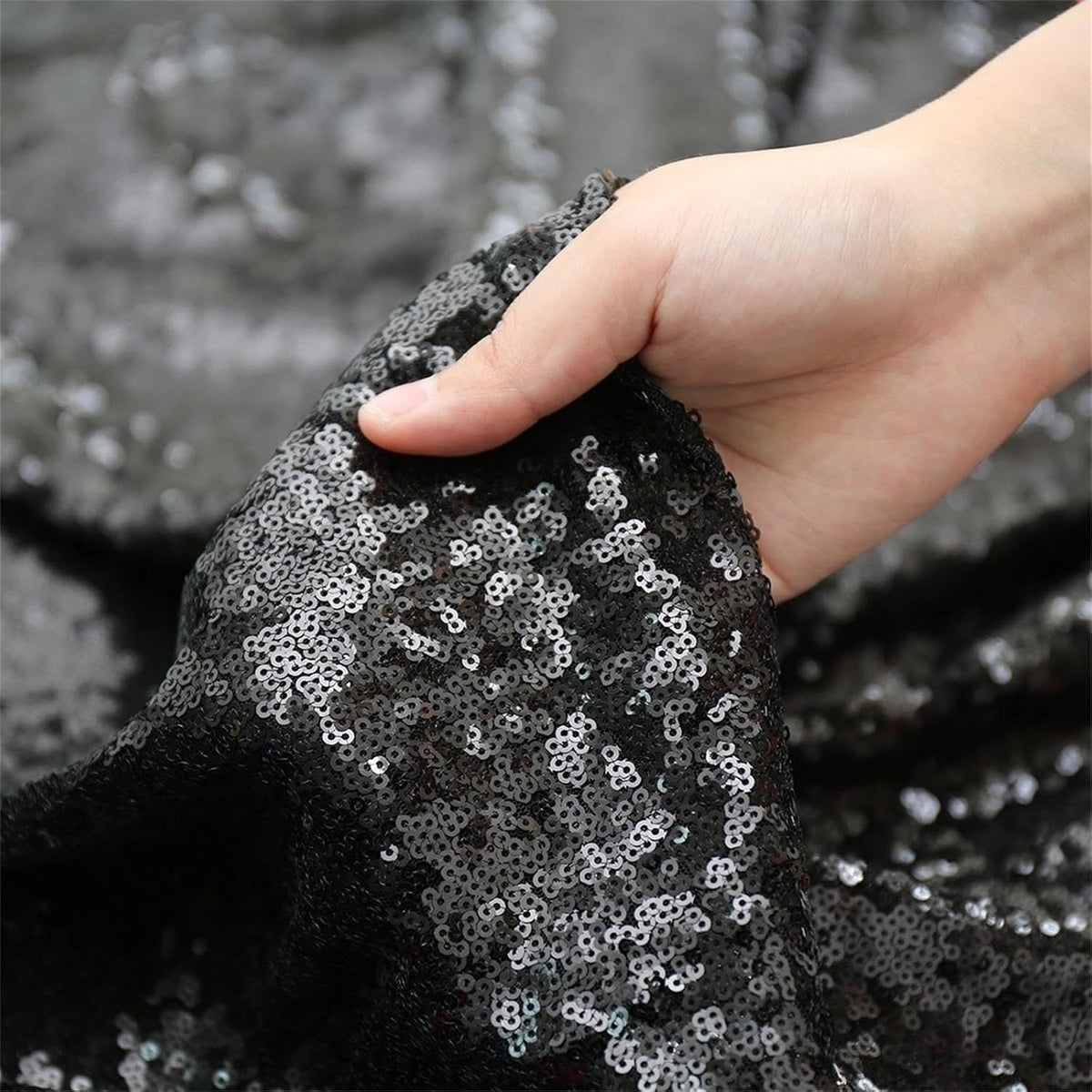 SoarDream Black Sequin Tablecloth 90"x156" Party Glitter Table Cloth