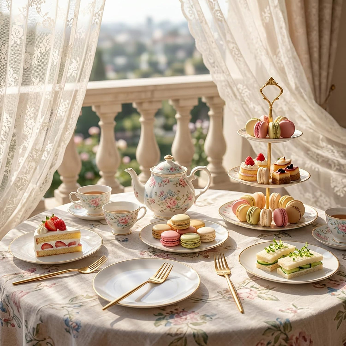 Rubtlamp 200Pcs Gold Plastic Dessert Plates,White Appetizer Platos with Gold ...