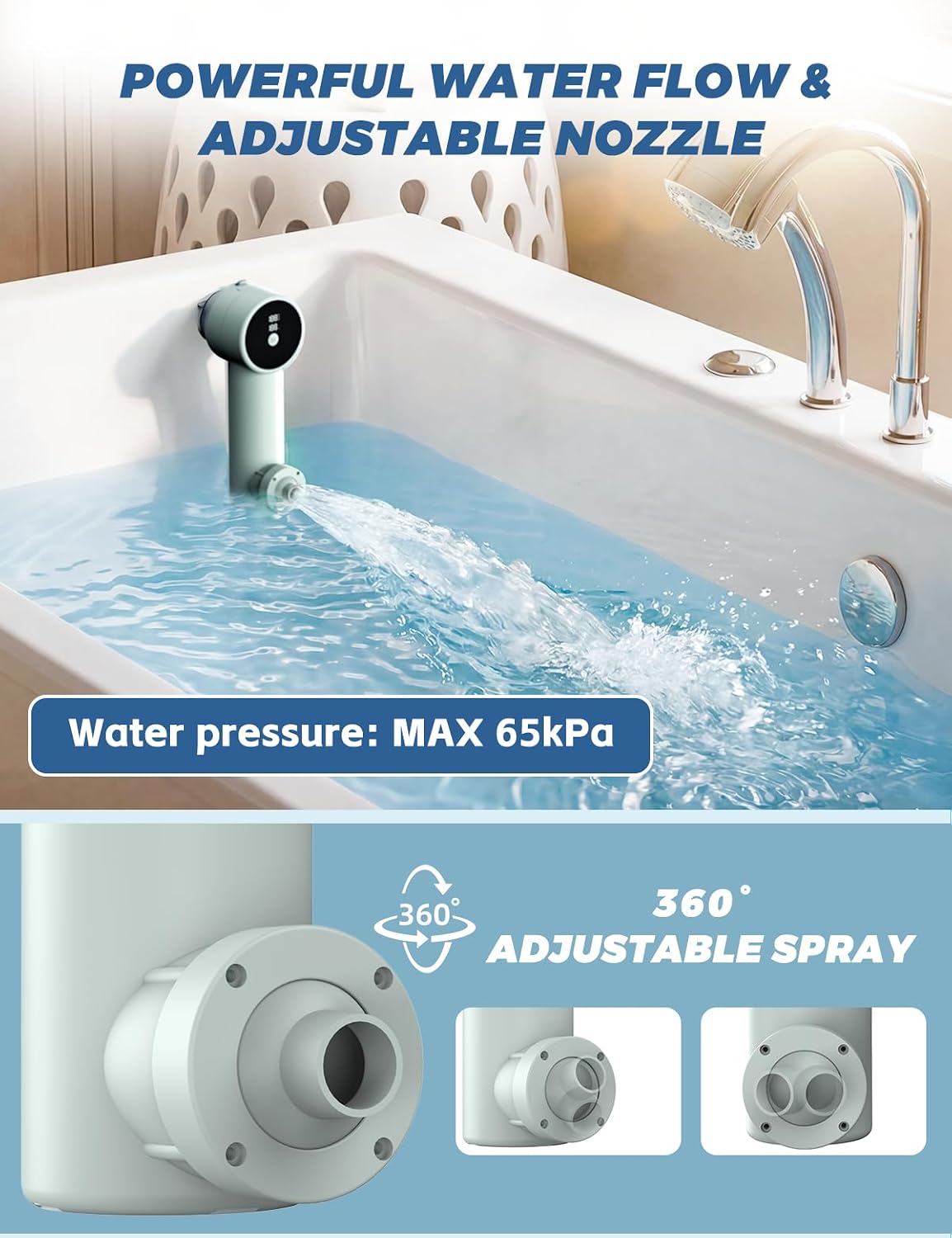 Bath Jets for Tub with Jet Massage & Bubble Mode, Cordless Portable Bathtub