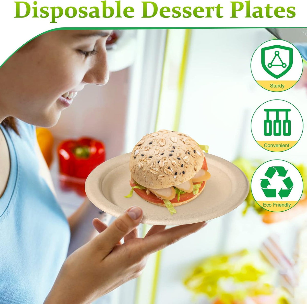 300 Pack 6 inch Paper Plates, Small Paper Plates Bulk, Brown