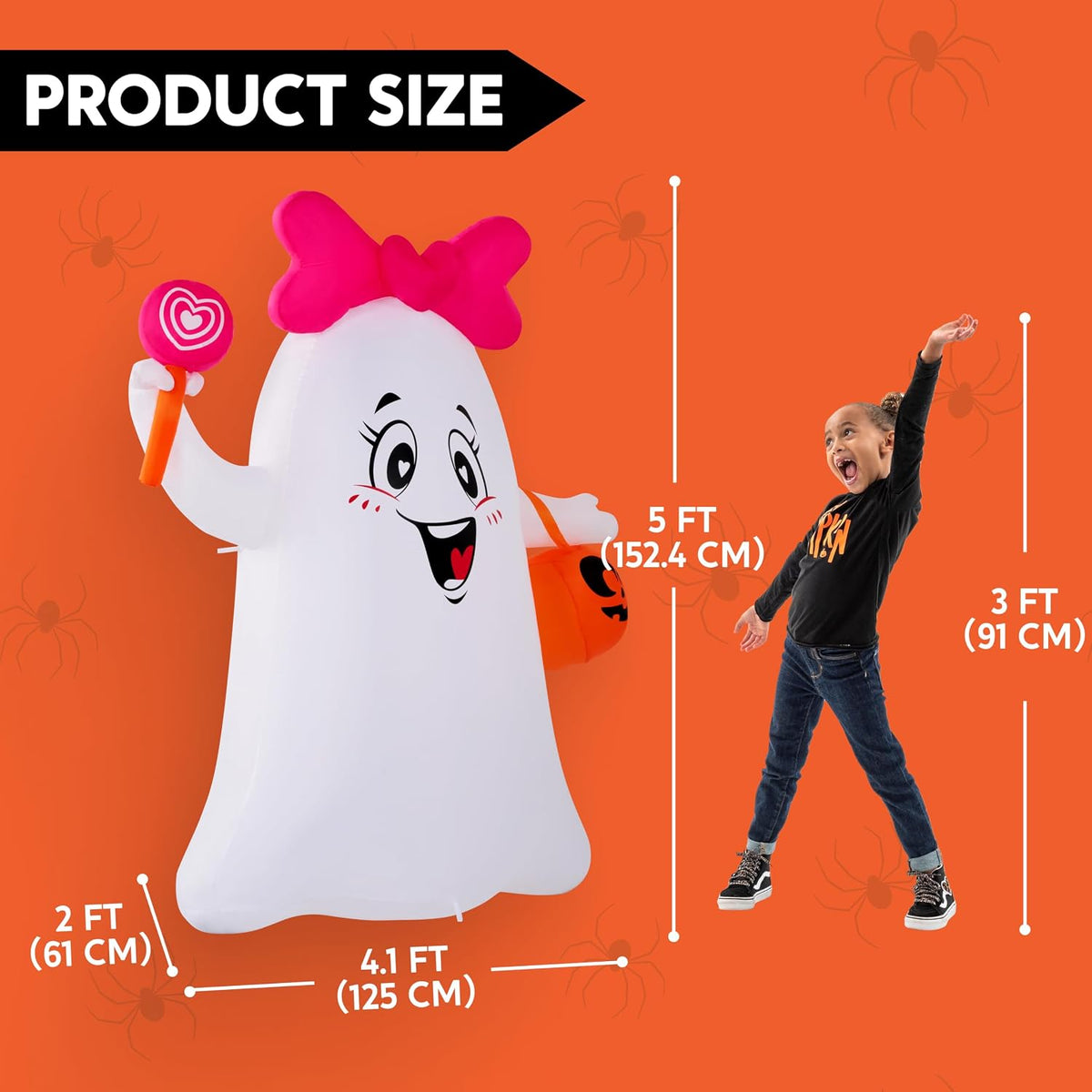 Joiedomi 5FT Halloween Inflatables Ghost Decoration, Cute Halloween Decoratio...