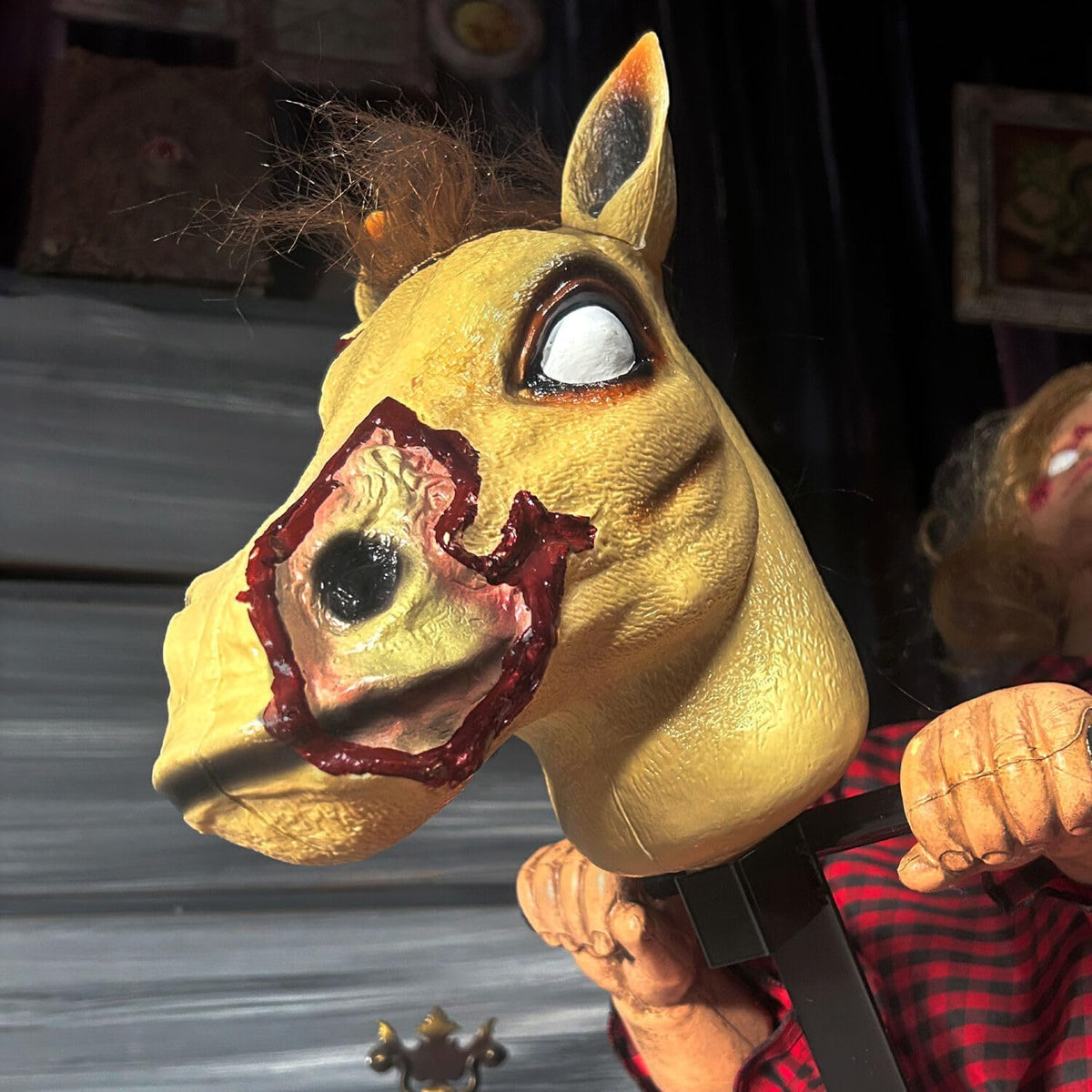 Haunted Hill Farm 3.2-Ft. Rocking Horse Girl Animatronic with Voice