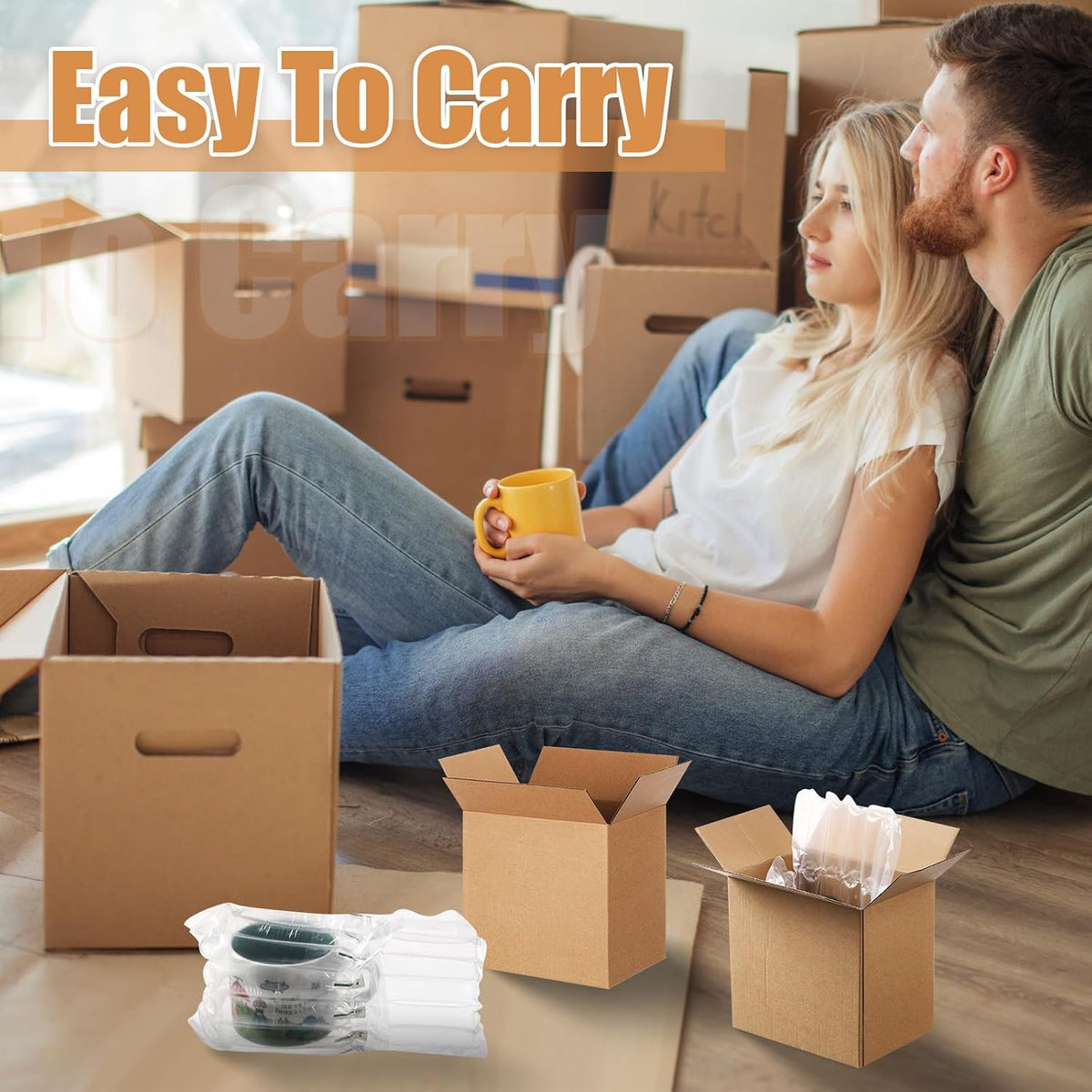 25 Sets 48 Sets Mug Boxes with Bubble Pouches, Khaki