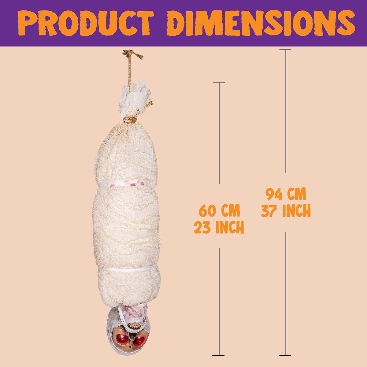JOYIN 35" Halloween Animated Hanging Cocoon Corpse Decoration, Dead Body...
